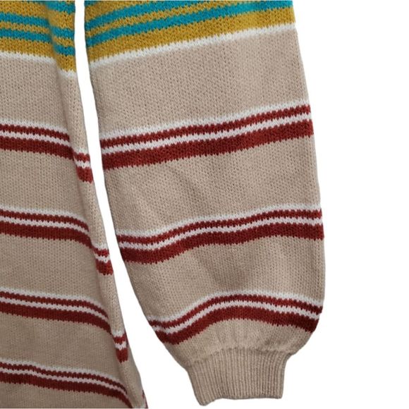 Free People BY THE FIRE Wool Blend Tan Striped Long Sleeve Sweater Dress - Picture 5 of 6